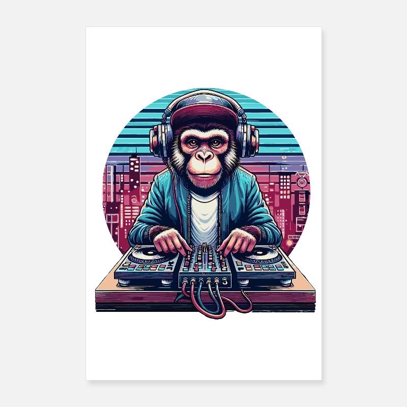 DJ Monkey Monk Poster 60x90 cm