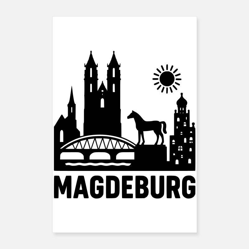 magdeburg silhouette Poster 60x90 cm