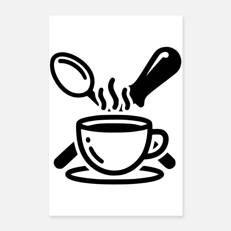 Barista Logo Portafilter Steam Vector Poster 24" x 35" (60x90 cm)