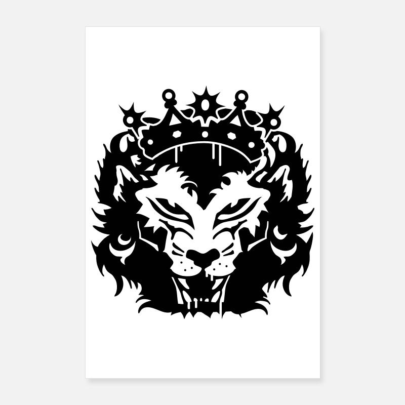 La tête de lion avec une couronne Poster 60 x 90 cm