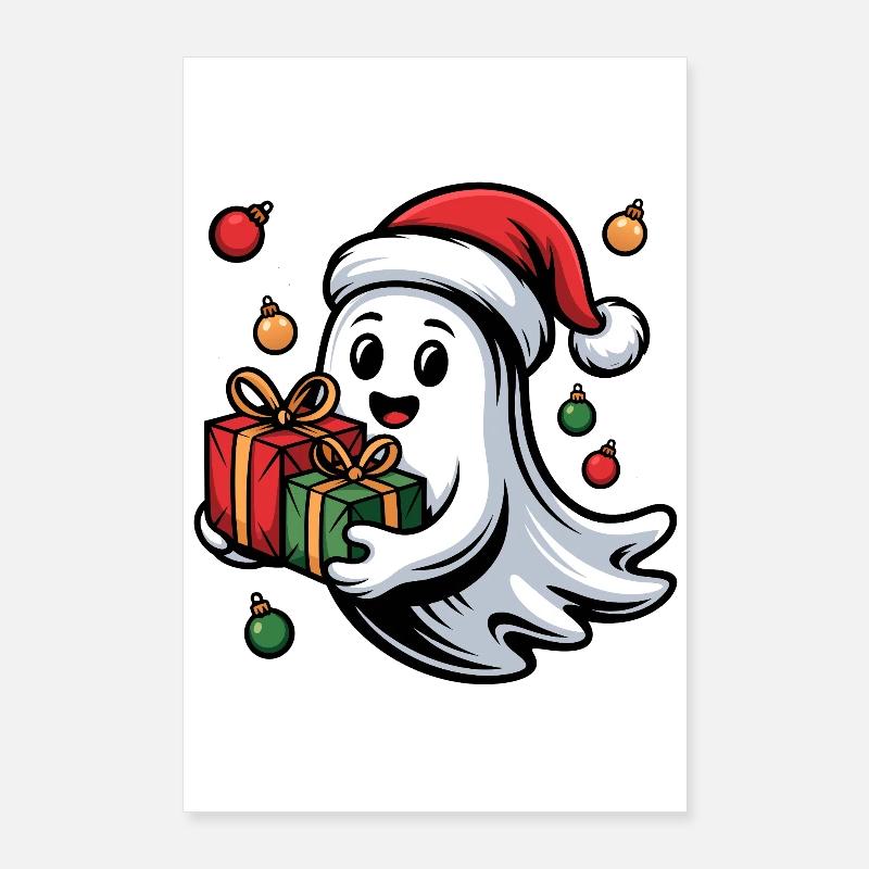 Weihnachtsgeist mit Geschenken Poster 60 x 90 cm