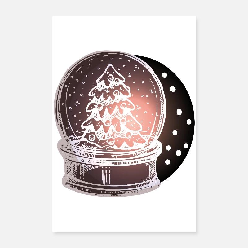 Schneekugel Weihnachtsbaum  Poster 60x90 cm