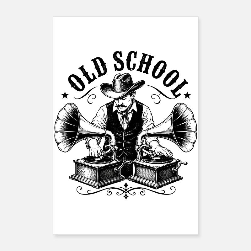 Old School DJ mit Grammophon Poster 60x90 cm