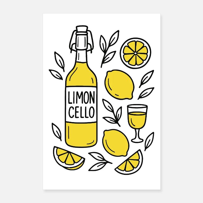 Limoncello Lemon Motif Poster 24" x 35" (60x90 cm)