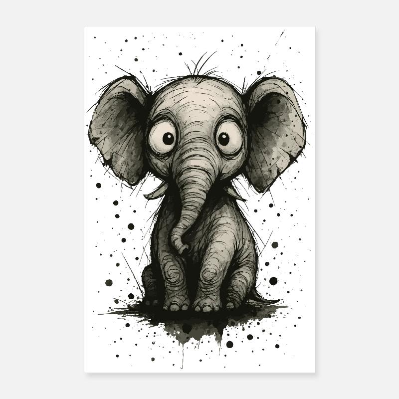 Funny elephant with big ears – comic strip splash Poster 24" x 35" (60x90 cm)