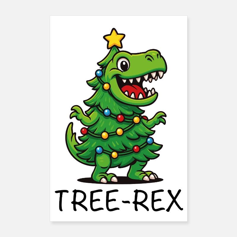 Tree-Rex – Süßer Cartoon Dino Poster 60x90 cm