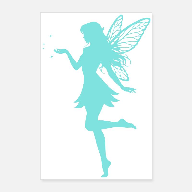Silhouette de fée avec des étoiles Poster 60 x 90 cm