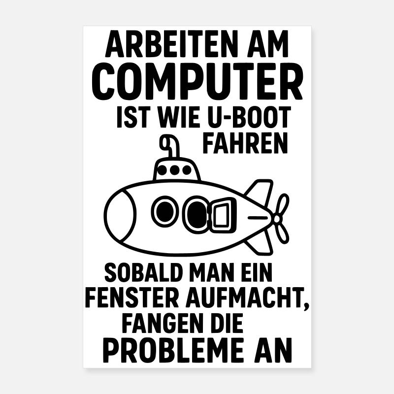 Computer Witz Probleme Fenster öffnen U Boot Poster 60x90 cm