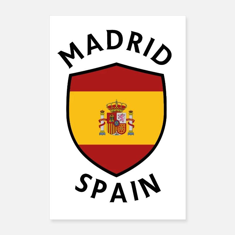 Bouclier de Madrid avec drapeau espagnol Poster 60 x 90 cm