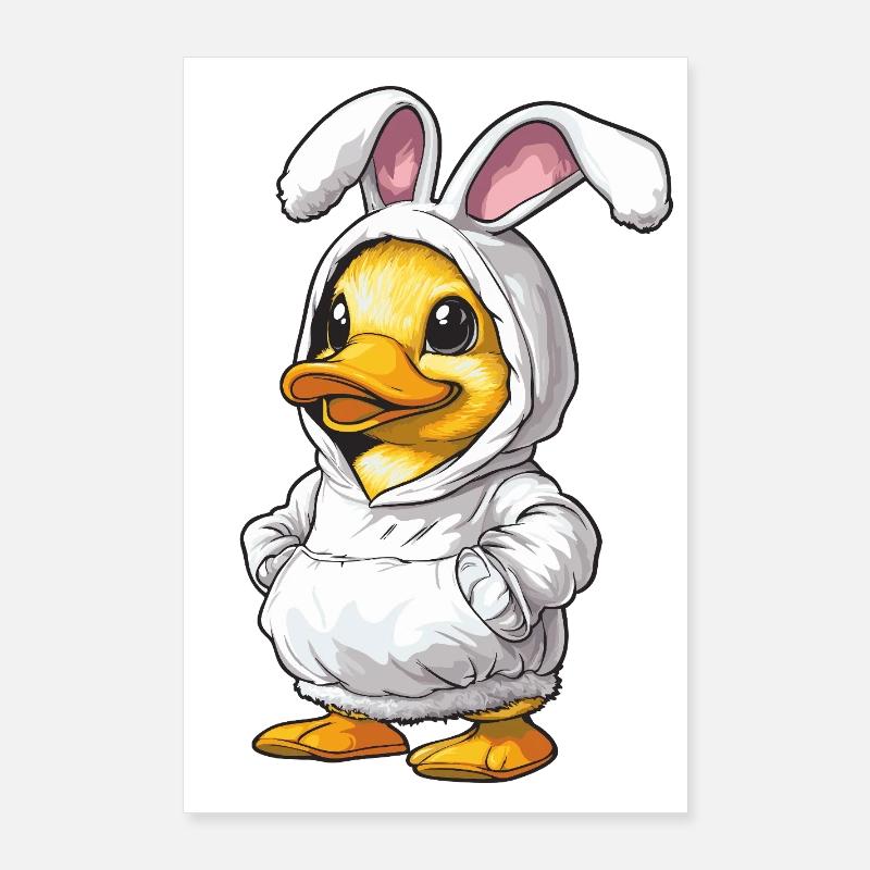 Mignon poussin en costume de lapin Poster 60 x 90 cm