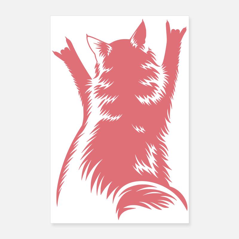 Rock Katze Rückenansicht – Devil Horns Poster 60x90 cm