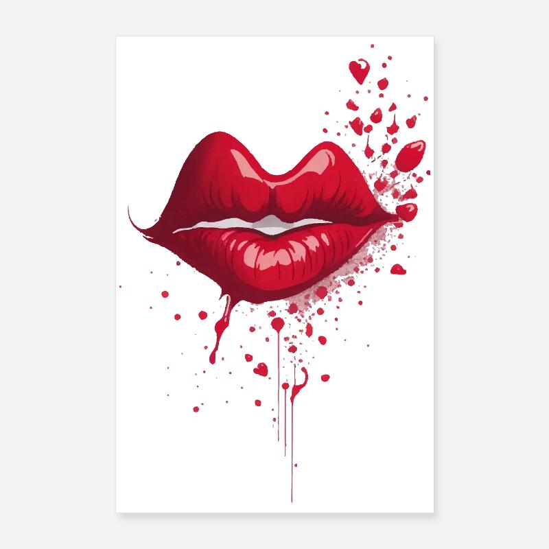 Kussrote Lippen Splash Poster 60x90 cm