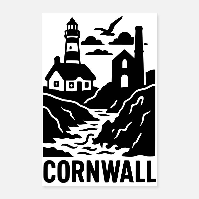 cornwall silhouette Poster 60x90 cm