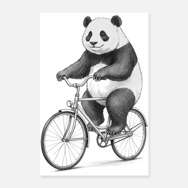 Panda à vélo Poster 60 x 90 cm