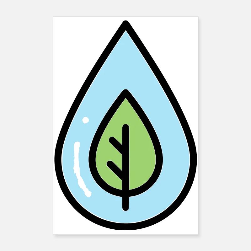 Wassertropfen Blatt Öko Poster 60x90 cm