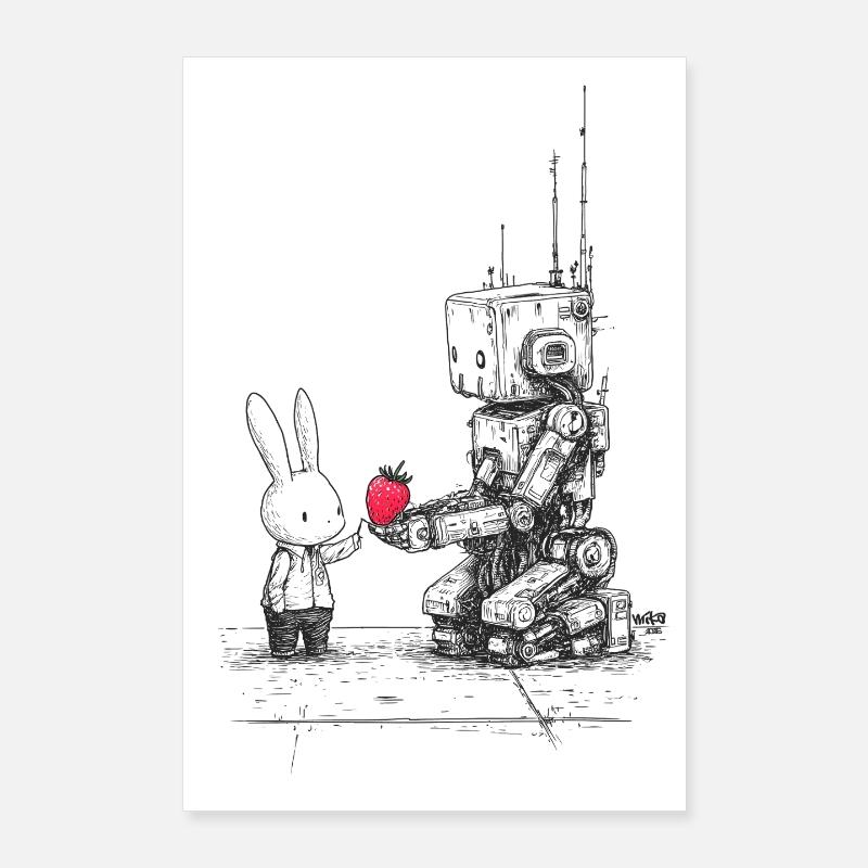 Robot fraise Poster 60 x 90 cm