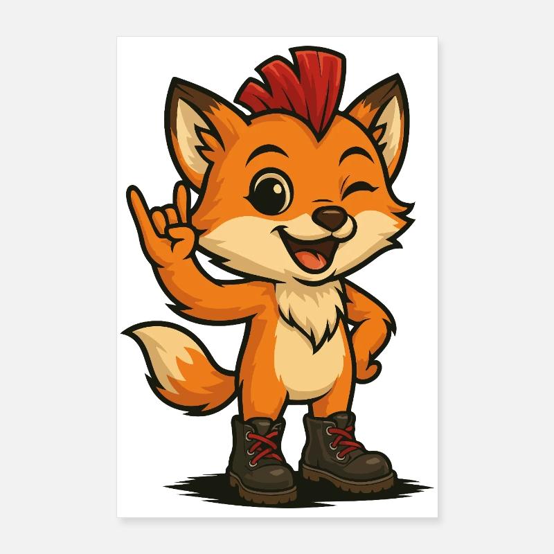 Fuchs mit Punk-Power Poster 60x90 cm