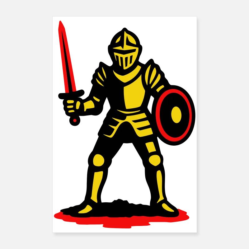 Chevalier jaune à l’épée rouge Poster 60 x 90 cm