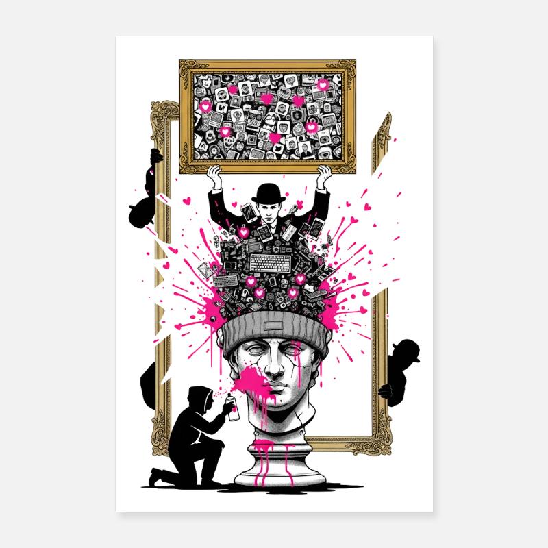 Sculpture de tête PopCollage Poster 60 x 90 cm