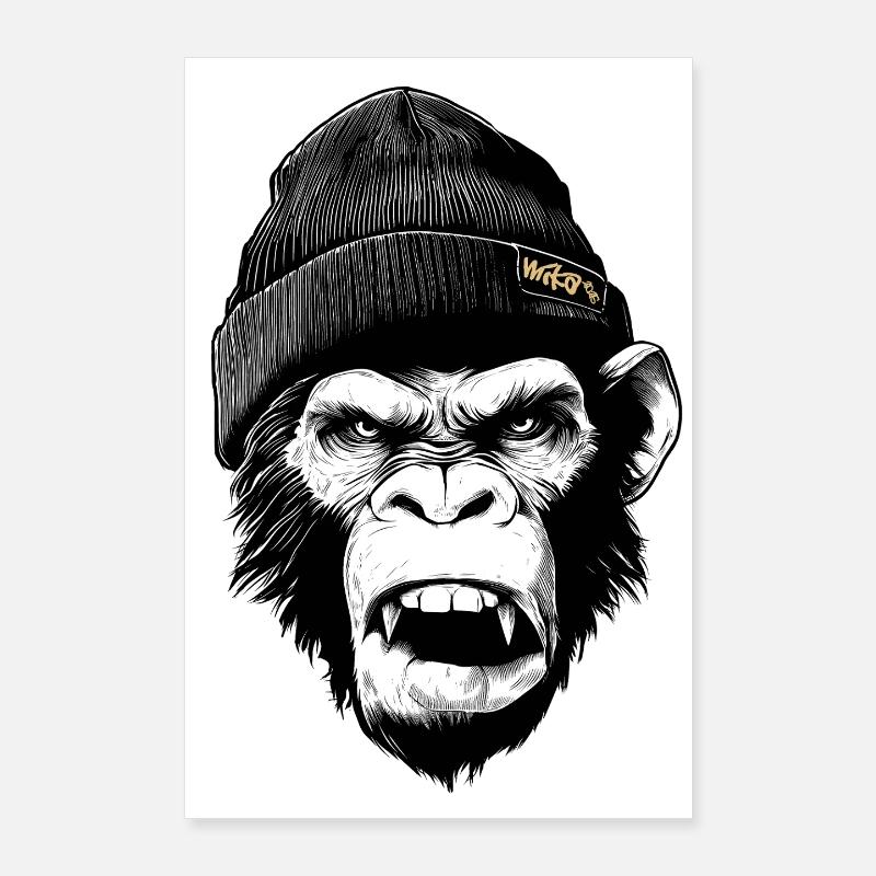Singe enragé Poster 60 x 90 cm