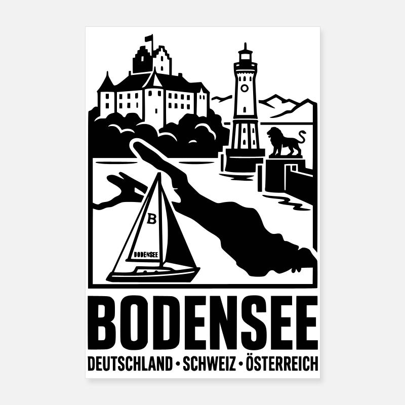 Bodensee Silhouette Wahrzeichen Poster 60x90 cm