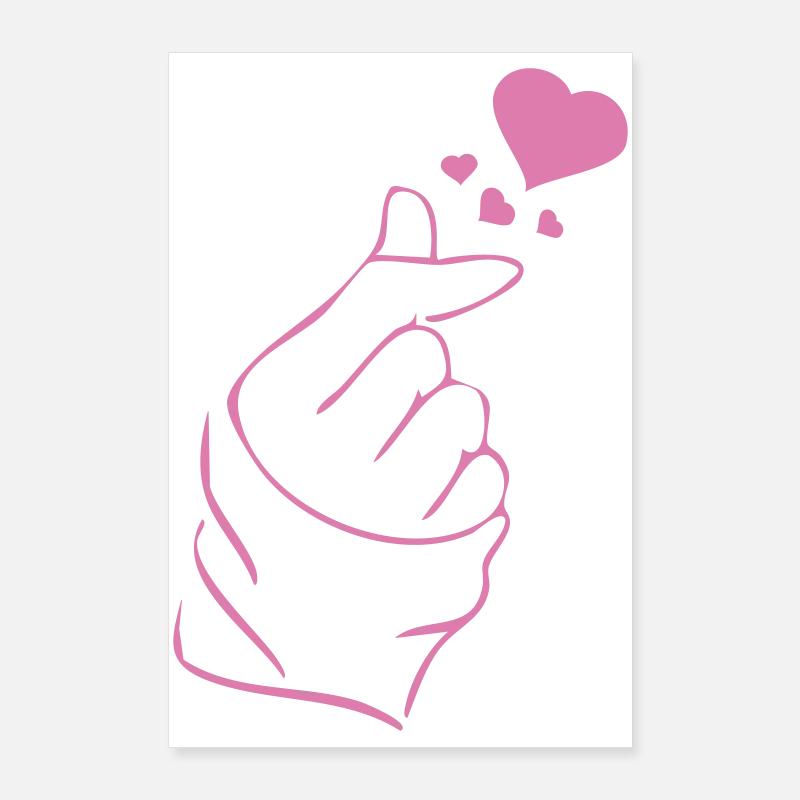 Finger heart k-pop K-drama 2 couleurs custom Poster 60 x 90 cm