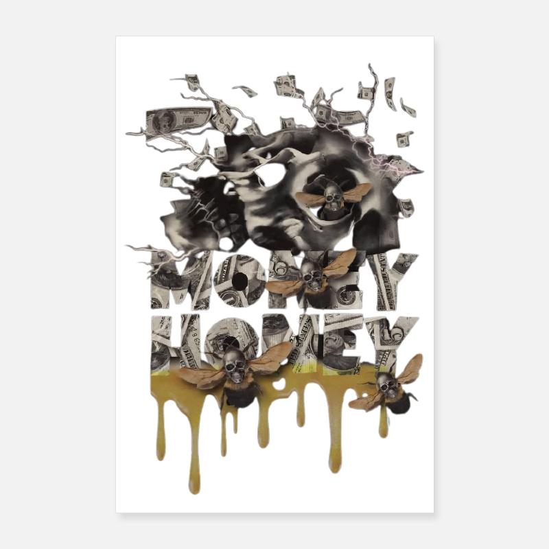 Monnaie Noire et Essaim Doré Poster 60 x 90 cm