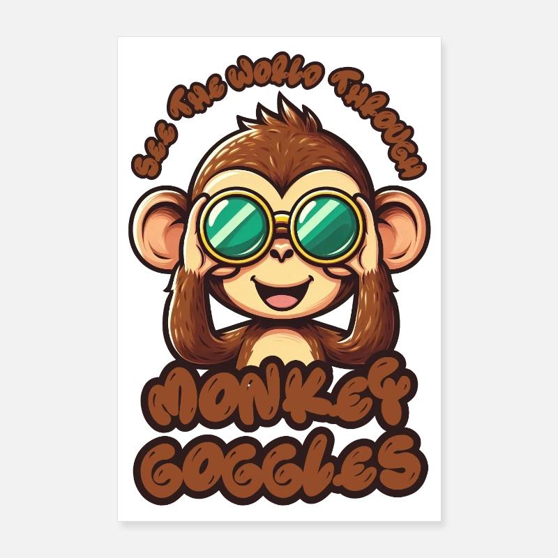 Cute Monkey: Sehen Sie die Welt durch eine Affenbrille! Poster 60x90 cm