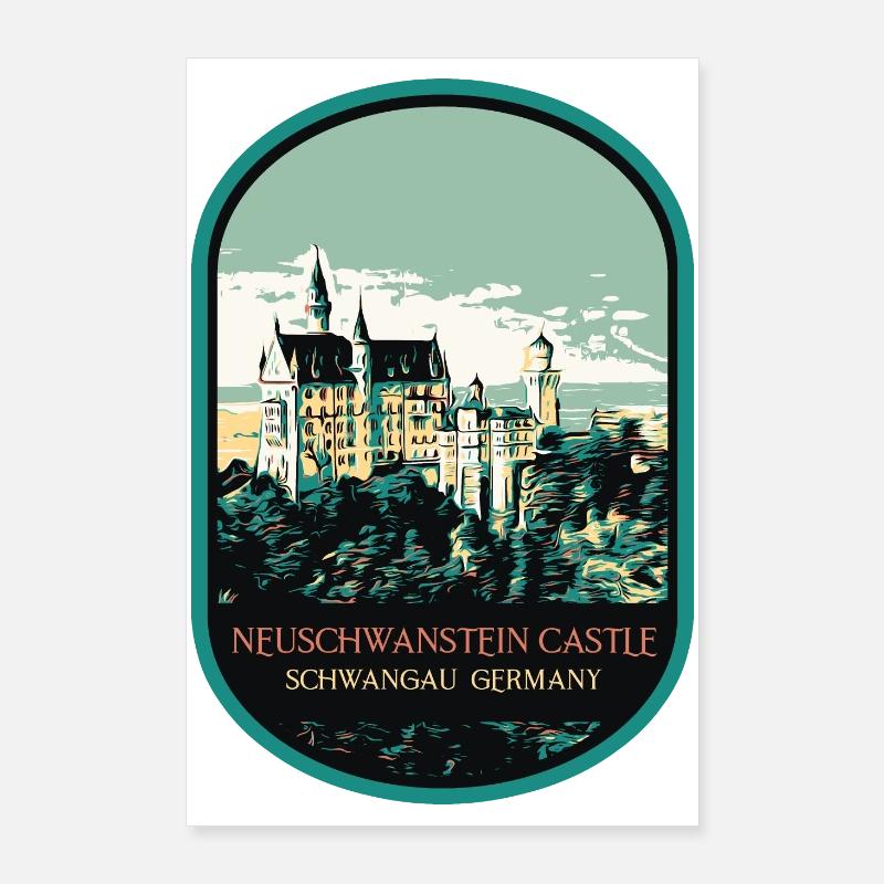 Silhouette du château de Neuschwanstein Poster 60 x 90 cm