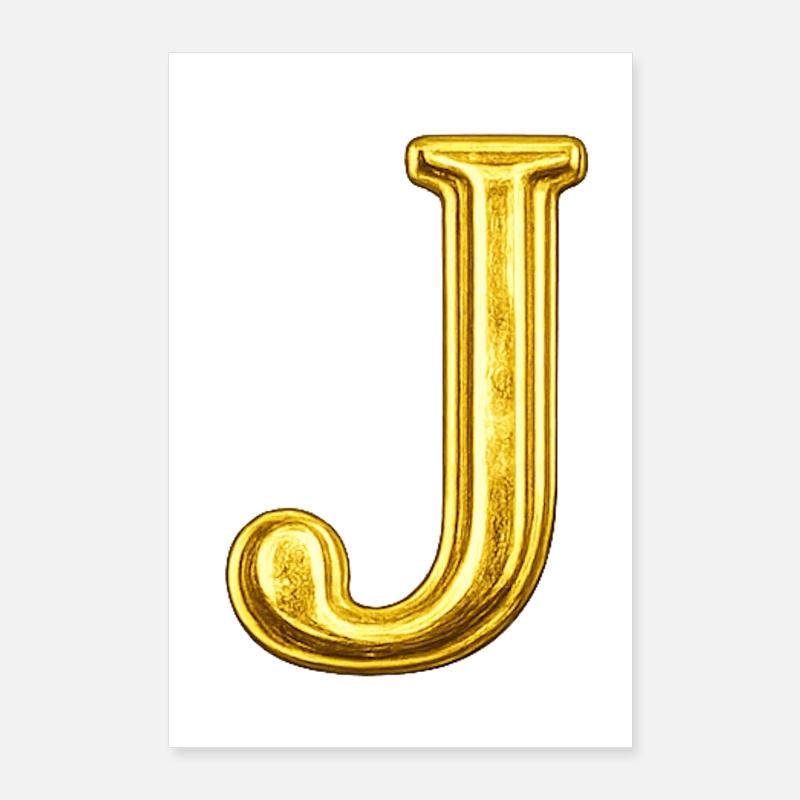 Golden J Letter Poster 24" x 35" (60x90 cm)