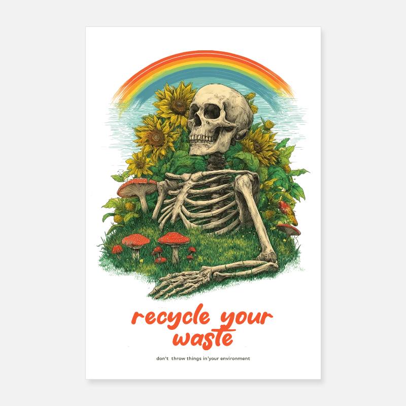 Recycel Deinen Müll Gartenskelett Poster 60x90 cm