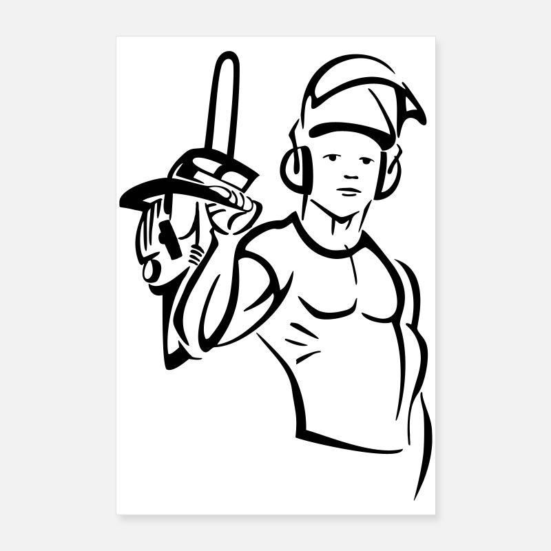 Élagueur à la tronçonneuse Poster 60 x 90 cm