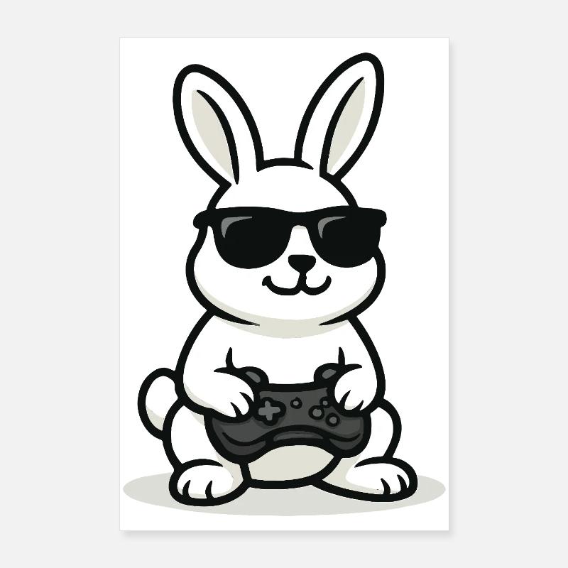 Lapin de jeu cool Poster 60 x 90 cm