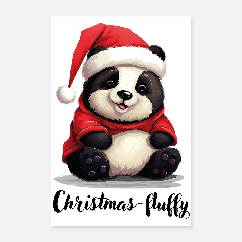 Christmas, Panda bear, chubby panda, fluffy Poster 24" x 35" (60x90 cm)