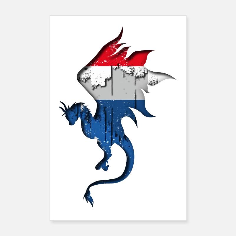 Drapeau des Pays-Bas - Pays-Bas - Silhouette de Poster 60 x 90 cm