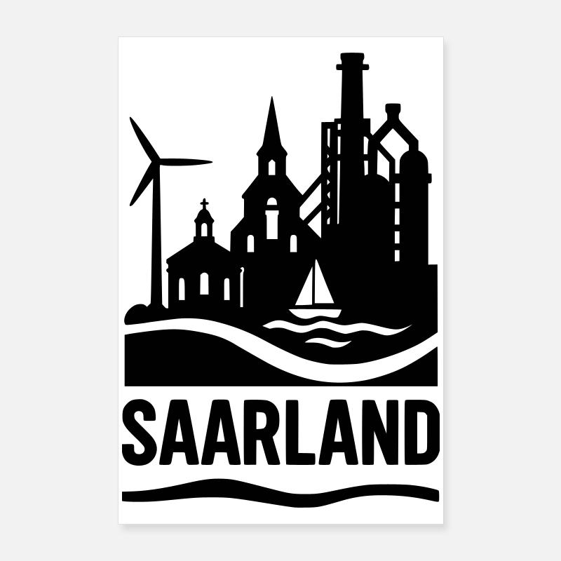 Silhouette de la Sarre Poster 60 x 90 cm