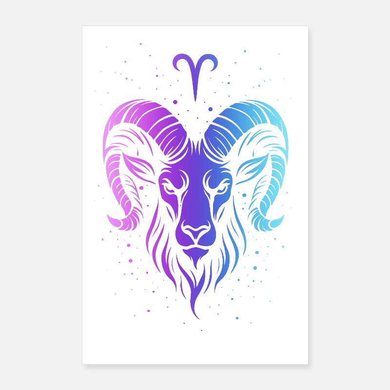 Widder: Neon-Tierkreisgeist Poster 60x90 cm