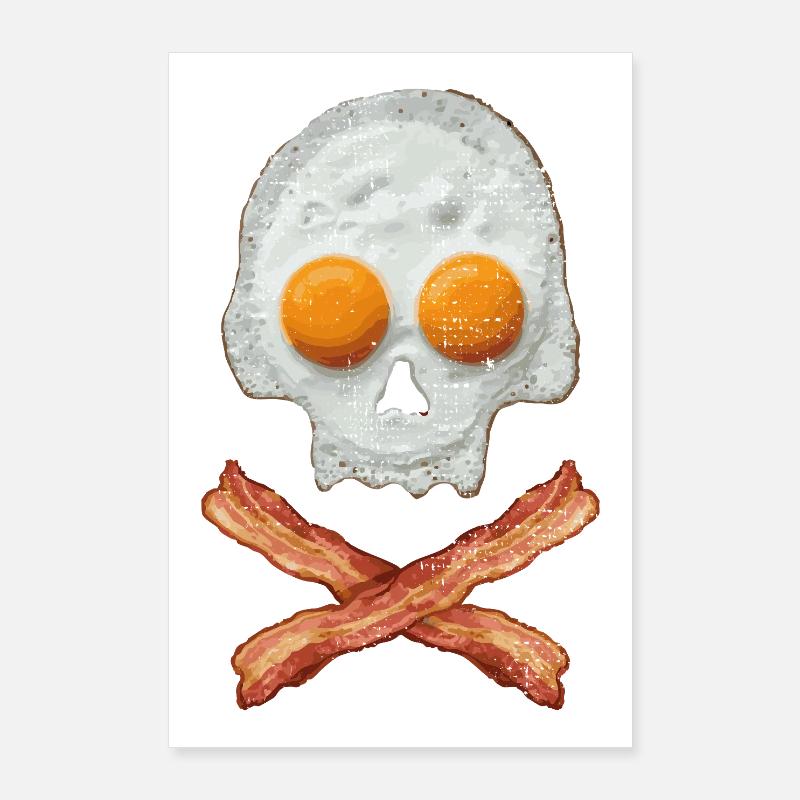 Fried Egg Skull with Bacon Cross Poster 24" x 35" (60x90 cm)
