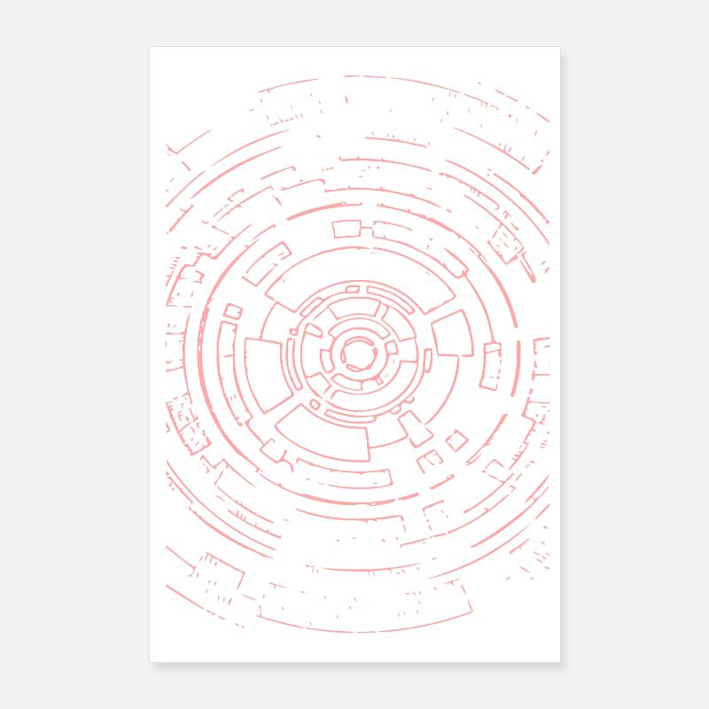 Zirkel der Zukunft – Pinkes Tech Muster Poster 60x90 cm