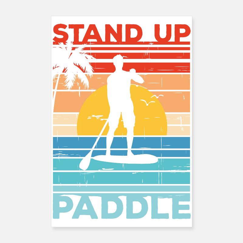 Stand Up Paddle SUP Sunset Gift Paddle Poster 24" x 35" (60x90 cm)