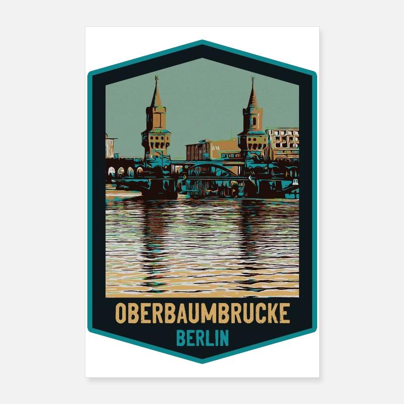 Illustration Oberbaum Bridge, Berlin Poster 24" x 35" (60x90 cm)