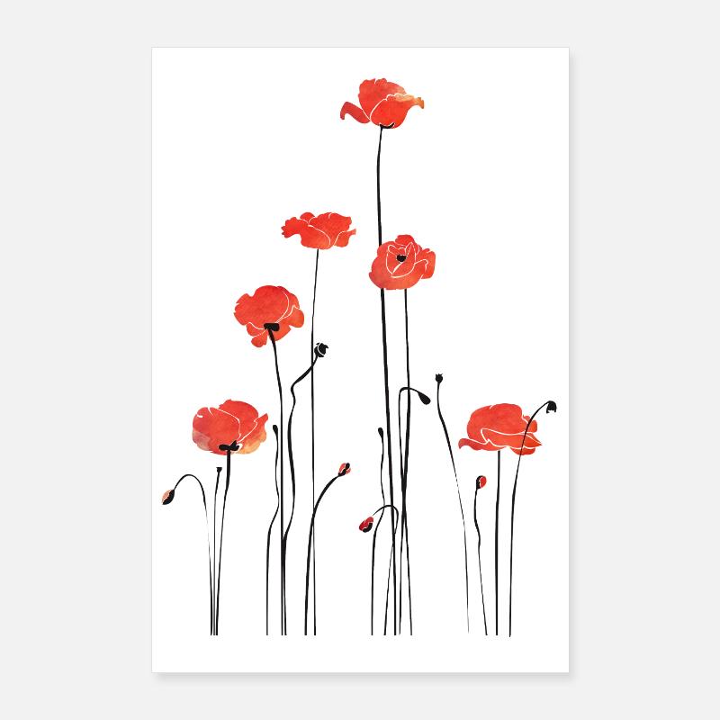 Abstrakte Mohnblumen Illustration Poster 60x90 cm