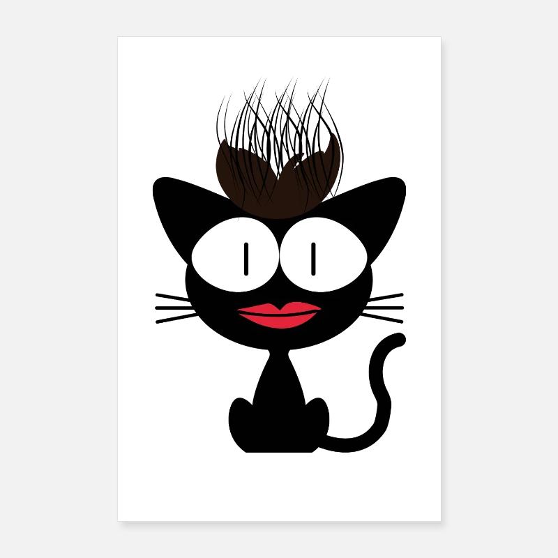 Chat fou. Chat bizarre – Drôle de cheveux Poster 60 x 90 cm