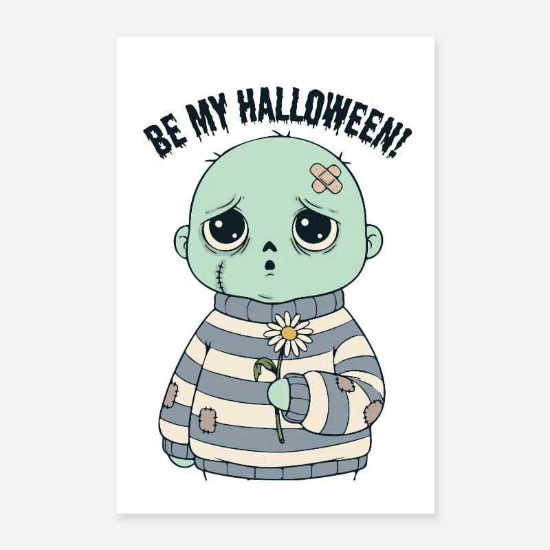 Adorable tête de mort en pull rayé Poster 60 x 90 cm