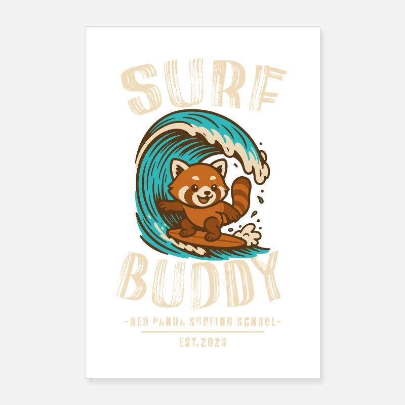Compagnon de surf, ami sur la planche de surf Poster 60 x 90 cm