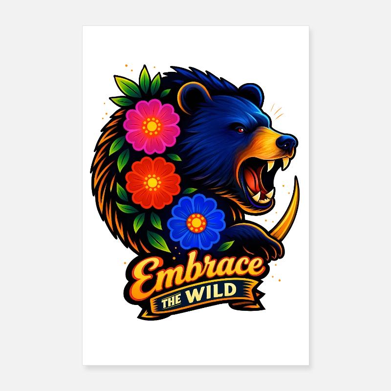 Étreinte en nature avec des fleurs Poster 60 x 90 cm