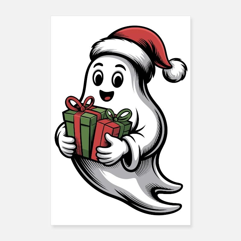 Weihnachtsgeist mit Geschenk Poster 60 x 90 cm