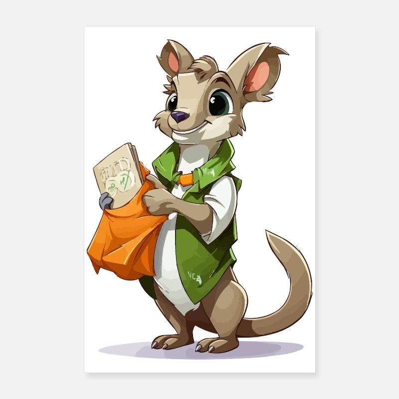 Känguru mit Einkaufstasche Poster 60x90 cm