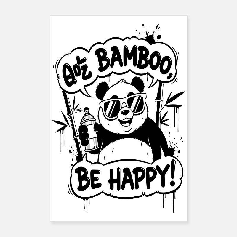 Panda Graffiti Be Happy Poster 60 x 90 cm