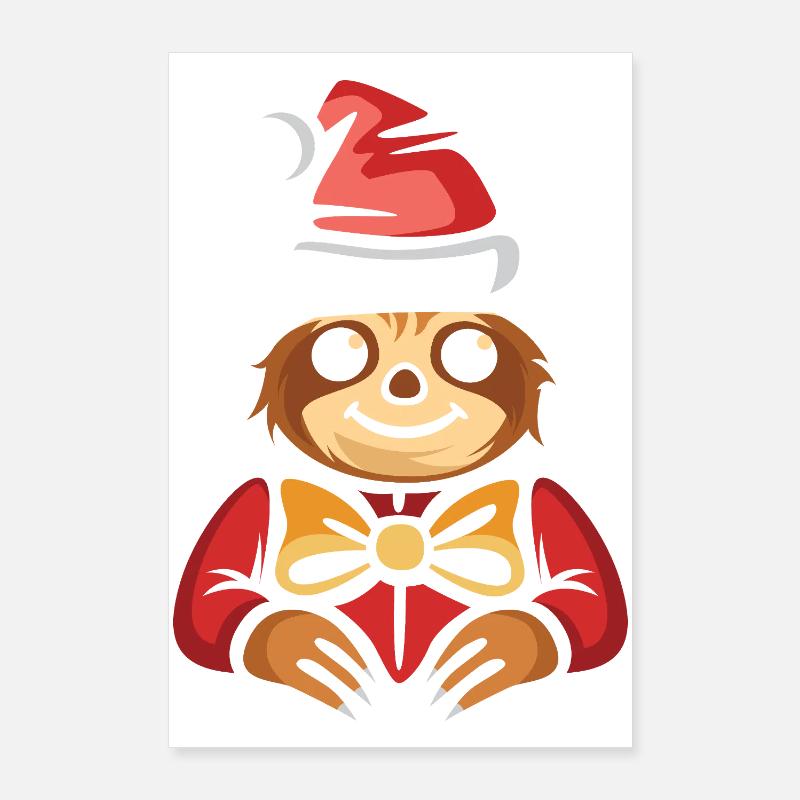 Christmas sloth with hat and bow Poster 24" x 35" (60x90 cm)